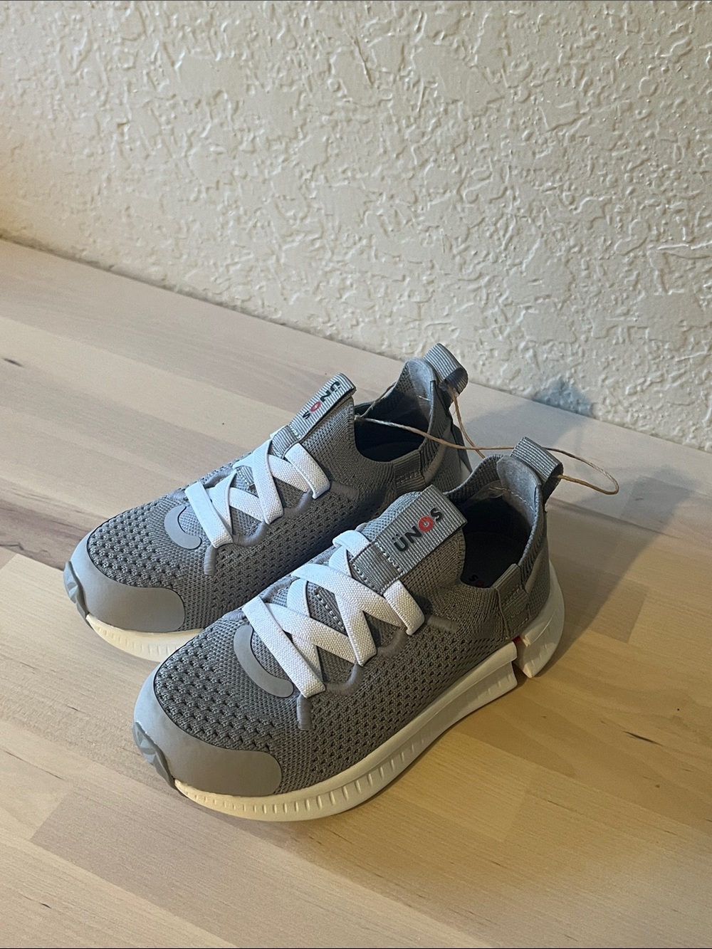 Unik Gray Knit Kids Sneakers with White Laces